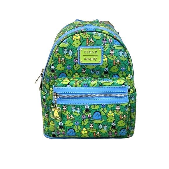 Loungefly Disney Pixar A Bug’s Life AOP Mini Backpack Green Disneyworld Bugs Bag - Picture 1 of 8